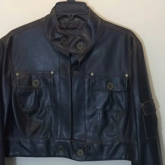 What’s Hot Jackets & Blazers - What’s Hot Brown Pleather Short Jacket Size XL